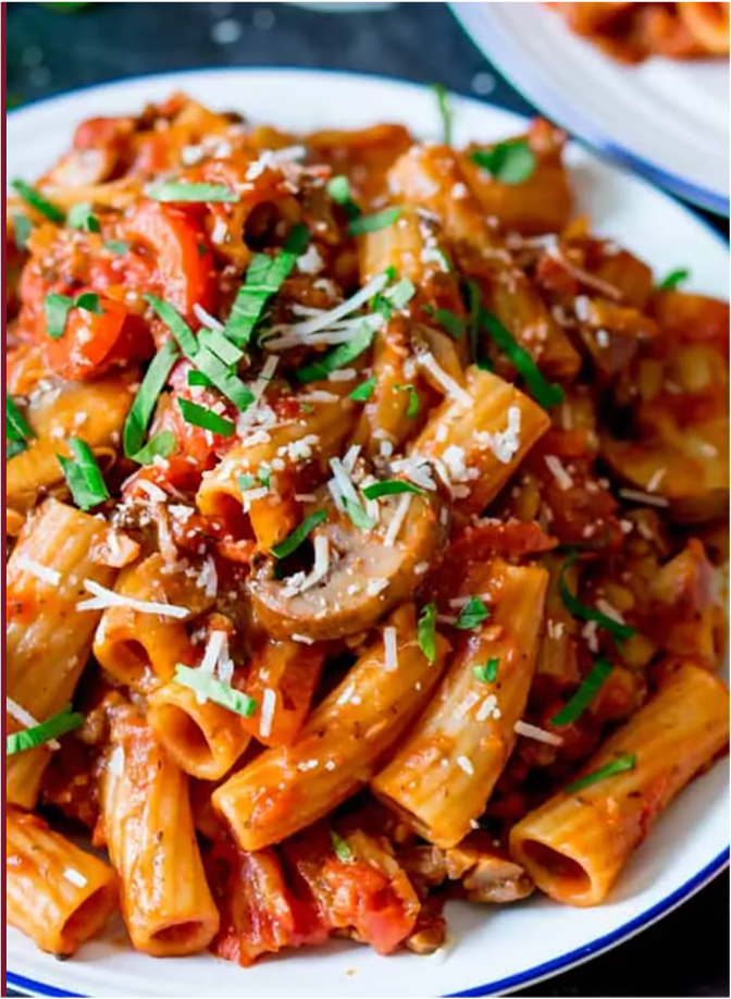 Mushroom Ragu over Rigatoni